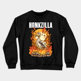 Honkzilla Goose Gifts Men Women Kids Retro Funny Goose Crewneck Sweatshirt